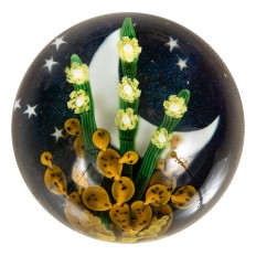 Glass paperweight with internal desert scene